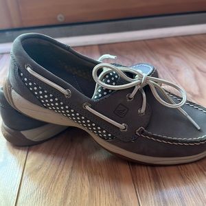 Gray Sperry boat shoes